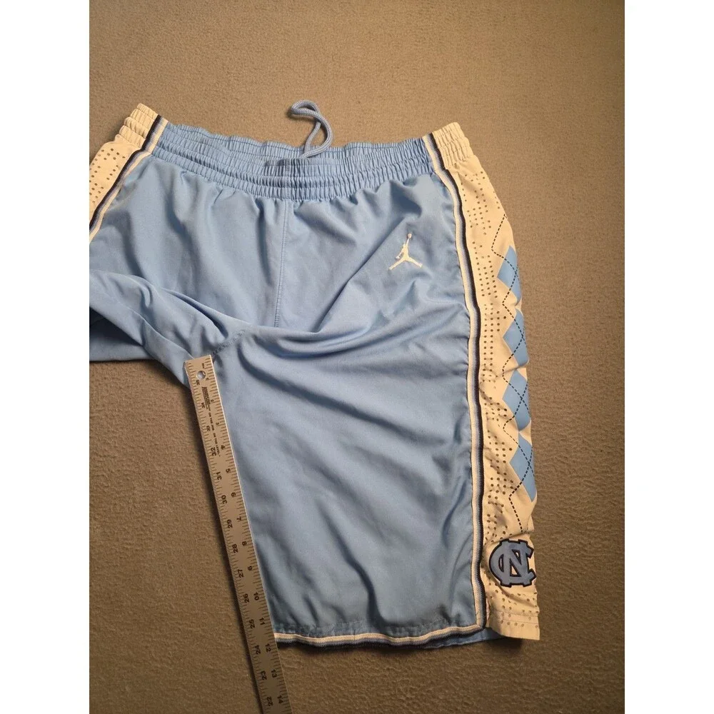 Vintage Nike Jordan UNC Tar Heels Basketball Shorts Medium Blue Argyle Stitched